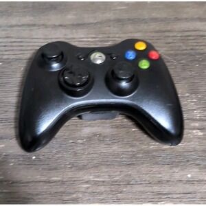 Microsoft Xbox 360 Wireless Black Controller TESTED Works With Battery Cover